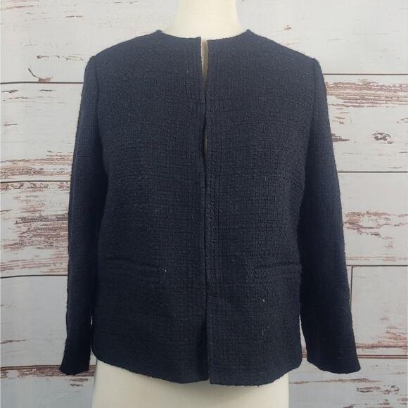 Vince Wool Blend Cropped Jacket Black Size 4 - Picture 2 of 9
